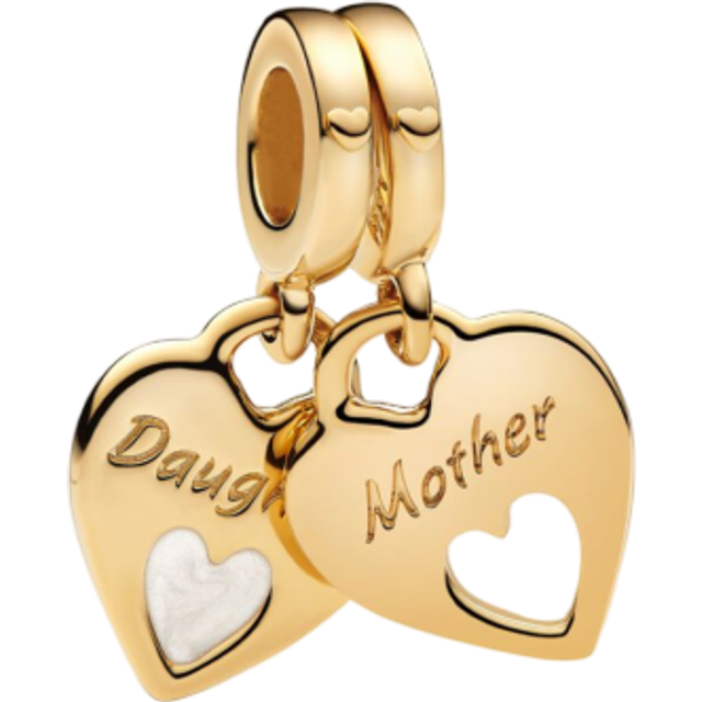 Pandora Pendants & Charms - Double Heart Split Dangle Charm - white - Pendants & Charms for ladies - unisize