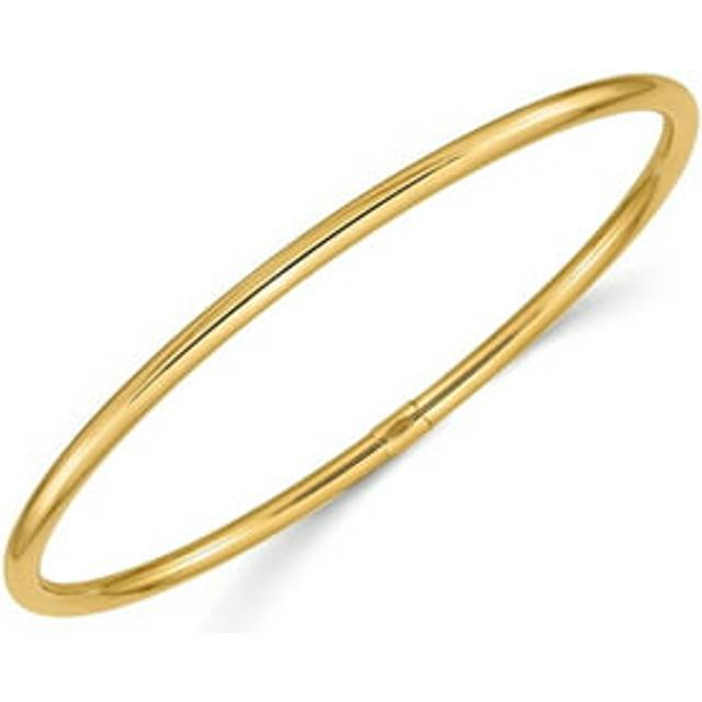 Quality Gold DB474 14K Yellow Gold 3 mm Polished Round Tube Slip-On Bangle Bracelet