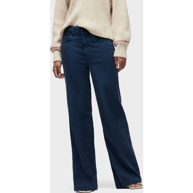 Hudson Jeans Jodie High-Rise Loose Fit Linen-Blend Mood Indigo Wide Leg Jean