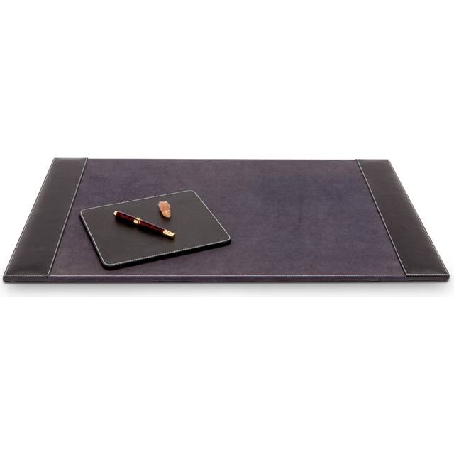 Pigeon & Poodle Larne Black Full Grain Leather Desk Blotter & Square Mouse Pad