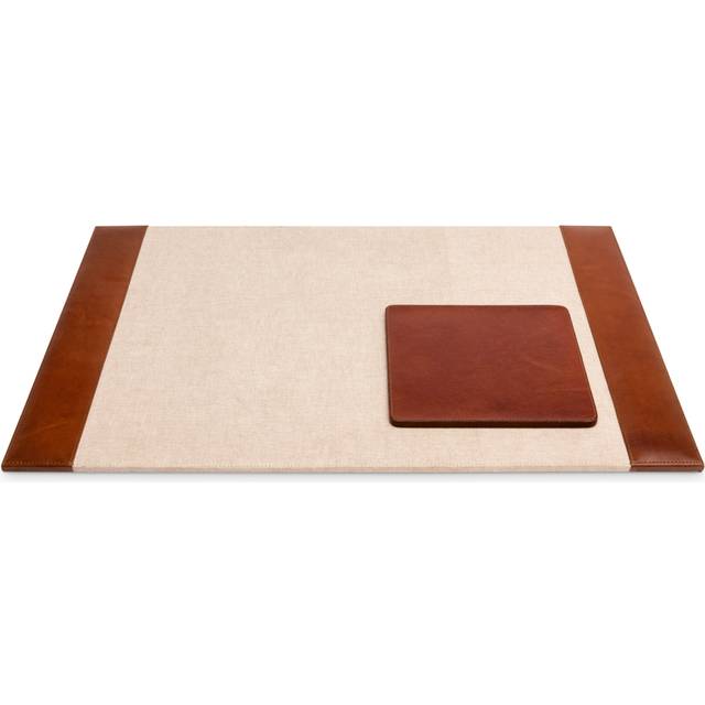 Pigeon & Poodle Stirling Tobacco Full Grain Leather Desk Blotter & Square Mouse Pad Set