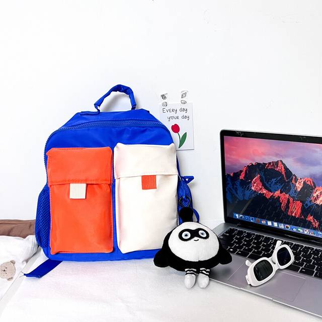 (Orange White With) New Colorful Childrens Backpack For Boys And Girls Durable Canvas Design For Ages 3 To 6