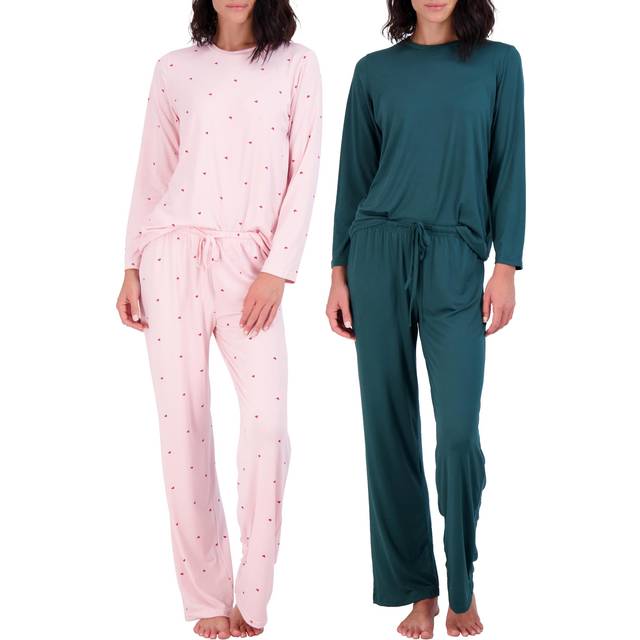 2 Pack: Long Sleeve Pajamas For Women Sets Womens Pajama Sets Two Piece Pj Summer Pijamas De Mujer Cotton Pjs Pants Loungewear Sleepwear Matching Ladi