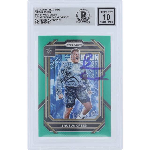 Brutus Creed WWE Autographed 2023 Panini Prizm Green Prizm #171 Beckett Fanatics Witnessed Authenticated 10 Card