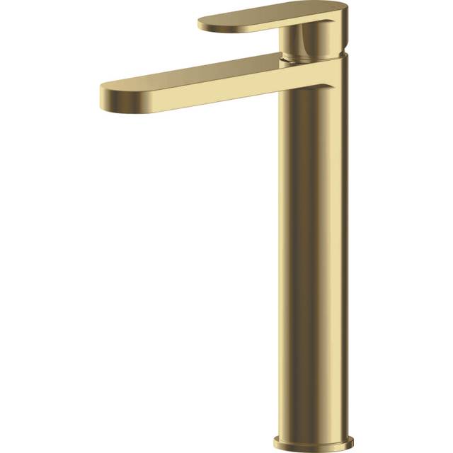 Current Round High Rise Mono Basin Mixer Tap - Brushed Brass - Balterley