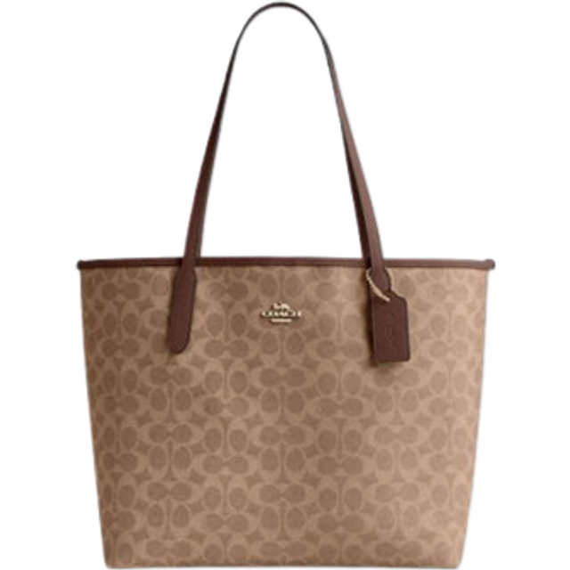 Coach Womens City Tote in Signature Canvas - Dark Brown - One Size