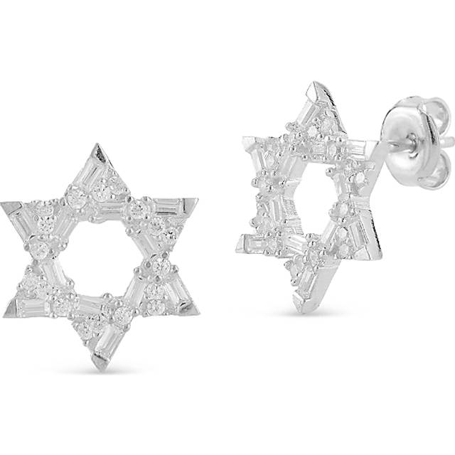 Aqua Cubic Zirconia Star Of David Stud Earrings - Exclusive