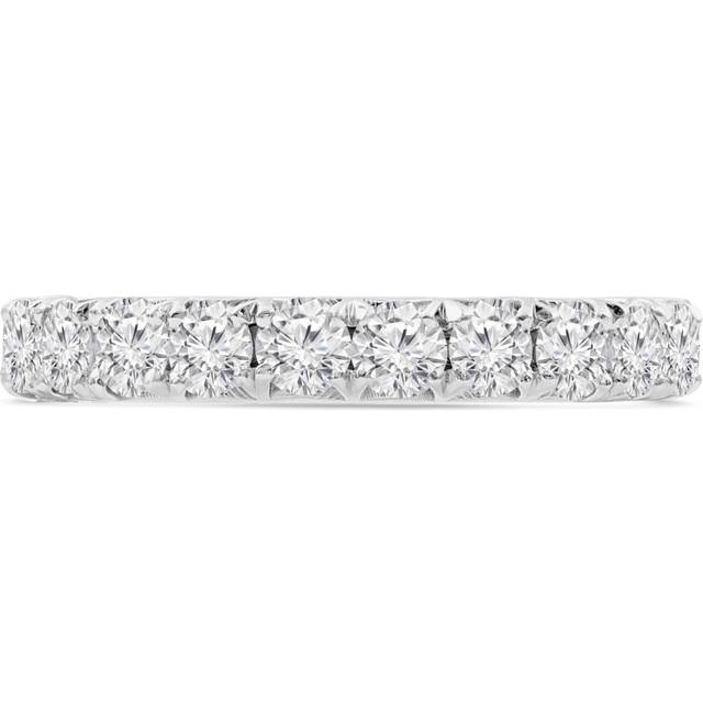 Majesty Diamonds MD230312-3.5 1.13 CTW Round Diamond Semi-Eternity Anniversary Wedding Band Ring in 18K White Gold - Size 3.5