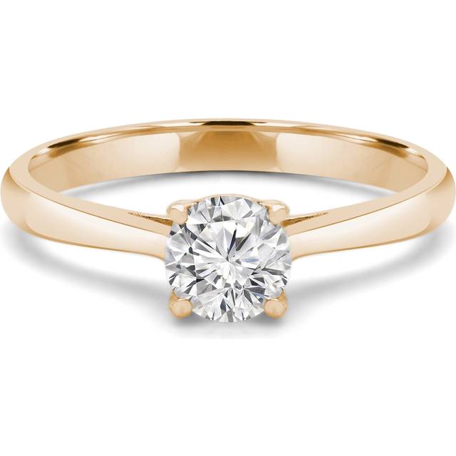 Majesty Diamonds MD240052-7.5 0.33 CT Round Diamond 4-Prong Solitaire Engagement Ring in 14K Yellow Gold - Size 7.5