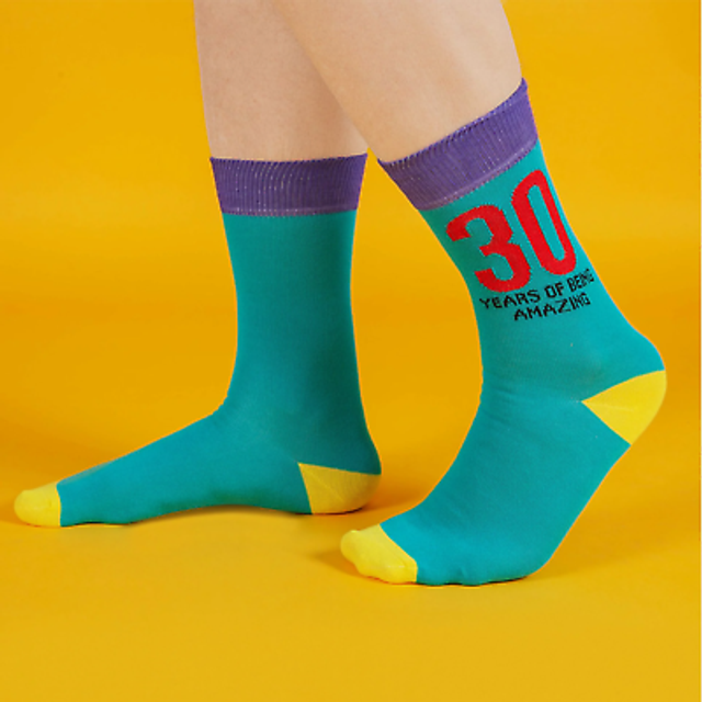 30th Birthday Funky Men's Socks - 30th Birthday Gifts - A Fun 30th Birthday Gift For Him