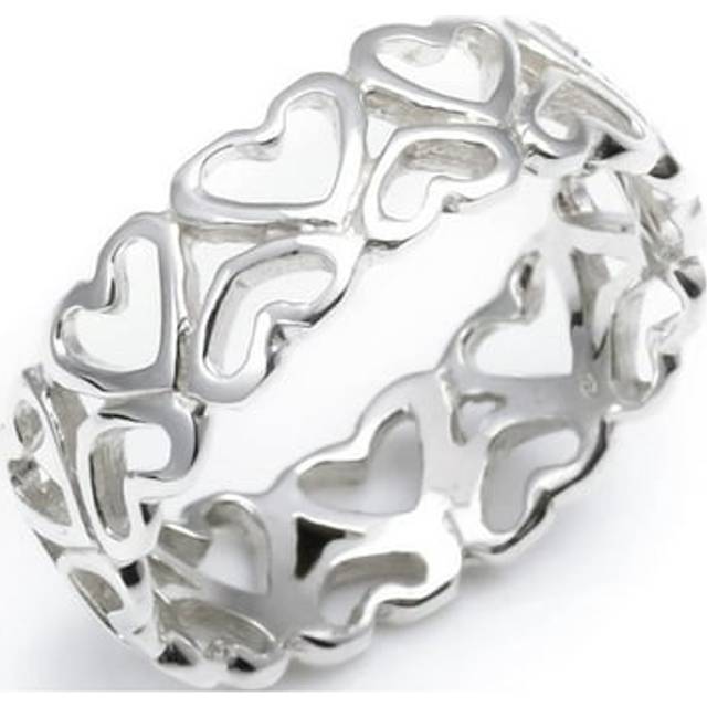 Sterling Silver Cut-Out Multi Heart Ring Y2K Friendship Promise Band | RingSize: UK (R 1/2) US (9) EU (18.5)