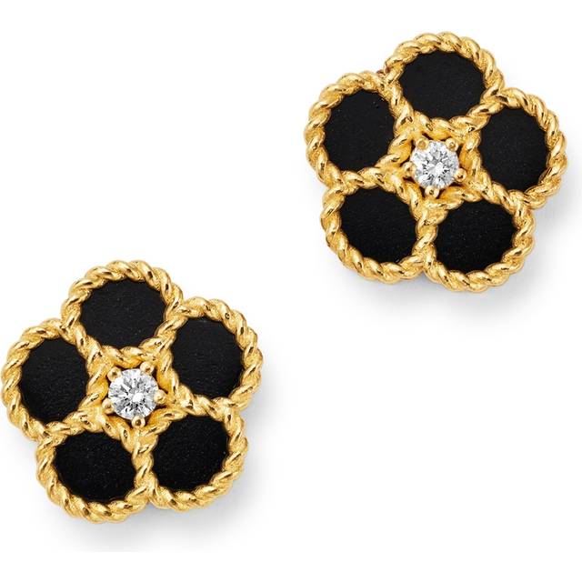 Roberto Coin 18K Yellow Gold Daisy Diamond & Black Onyx Stud Earrings - Exclusive