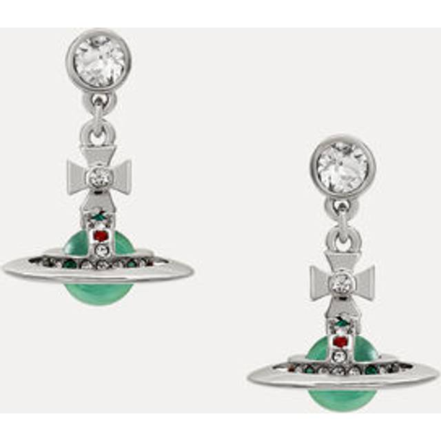 Vivienne Westwood New Petite Orb Earrings Silver / Mint Green Cubic Zirconia / Enamel Women - ---