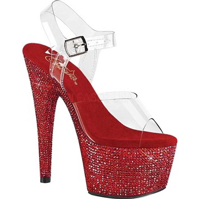 (UK 7/EU 40/US 10) Pleaser Womens Sandals BEJEWELED-708DM Clr/Red RS