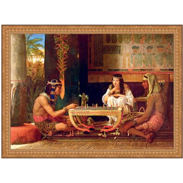 Egyptian Chess Players Framed Canvas Replica Painting: Large
