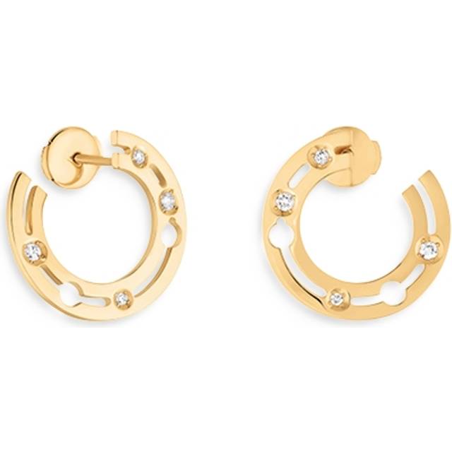 Dinh Van 18K Yellow Gold Pulse Hoop Earrings with Diamonds