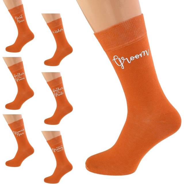 Personalised Burnt Orange Groom Socks With Name And Date Size 5-12 X6s240-818
