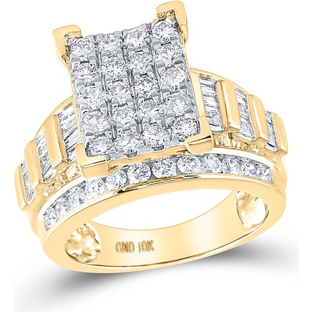 GND 111617 10k Yellow Gold Diamond Cindys Dream Cluster Bridal Wedding Engagement Ring - 2 CTTW - Size 7