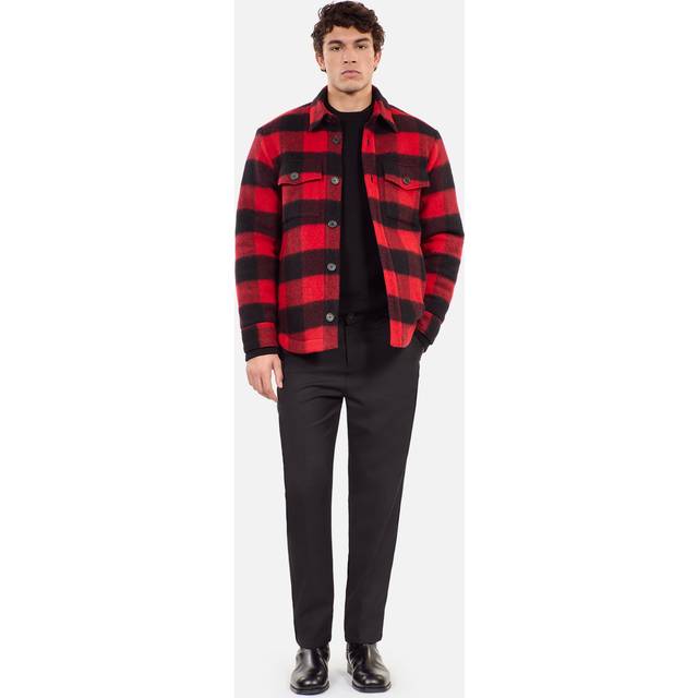 THE KOOPLES Blouson Sleeve Regular Fit Check Shirt, Red / Black