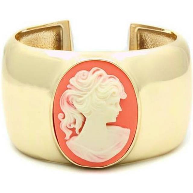 Alamode LO1964-6.75 Women Gold Brass Bangle with Synthetic in Multi Color - 6.75 in.