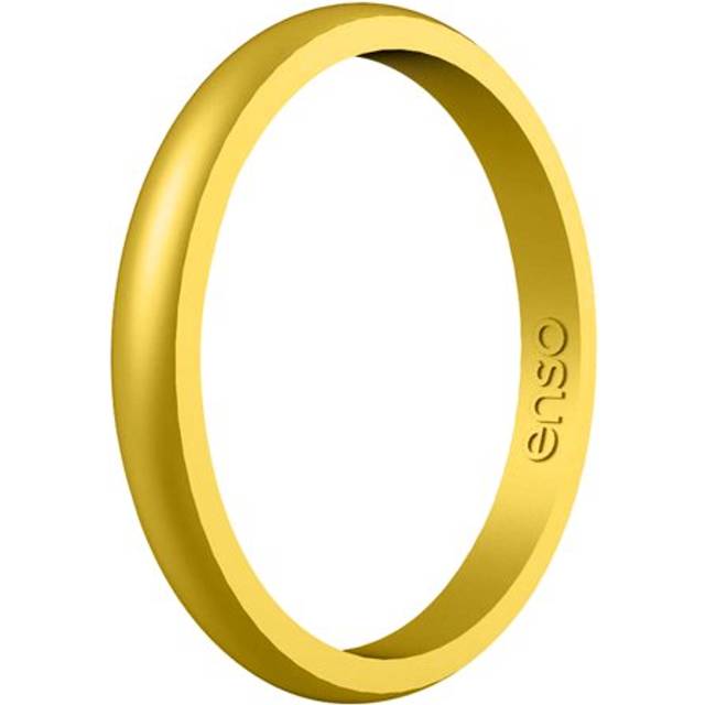 Enso Rings Halo Elements Silicone Ring - Stackable Wedding Engagement Band - Thin Minimalist Band - 2.54mm Wide, 1.5mm Thick - Gold-Colored, Size 11