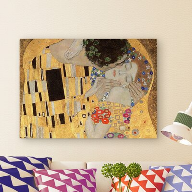 Trademark Fine Art The Kiss Canvas Wall Art by Gustav Klimt  18 by 24-Inch