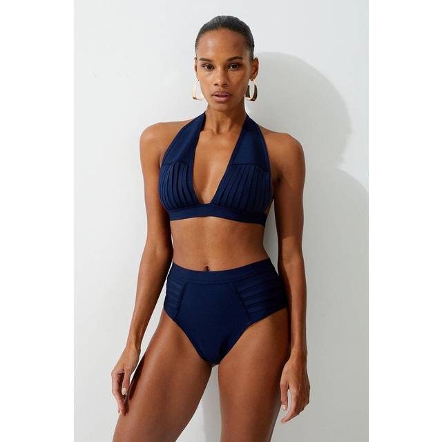 Bandage Sheer Stripe Bikini Bottoms - Navy