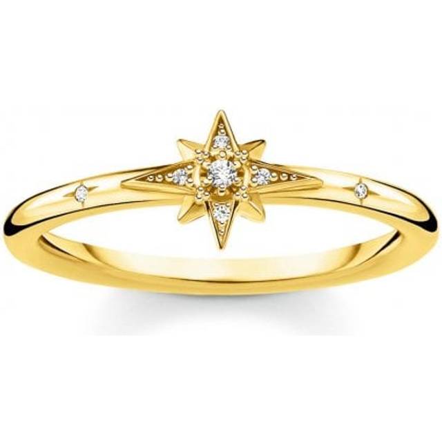 THOMAS SABO Gold Plated Cubic Zirconia Pavé Star Ring TR2317-414-14-60