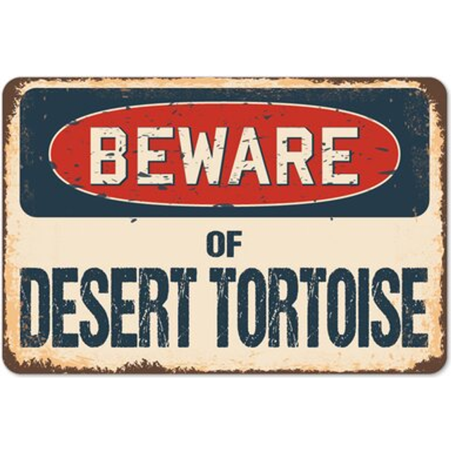 SignMission Z-D-8-BW-Desert Tortoise Beware of Desert Tortoise Rustic Sign