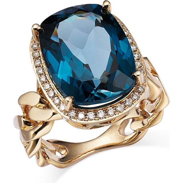 Bloomingdale's Fine Collection London Blue Topaz & Diamond Halo Chain Link Ring in 14K Yellow Gold