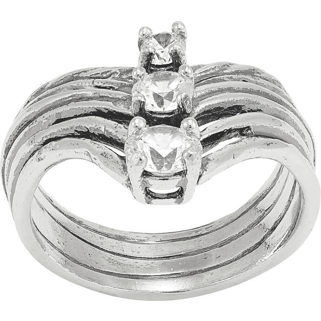 Silpada ' Adventure Awaits' Cubic Zirconia Cocktail Ring in Silver, Size 10 - White
