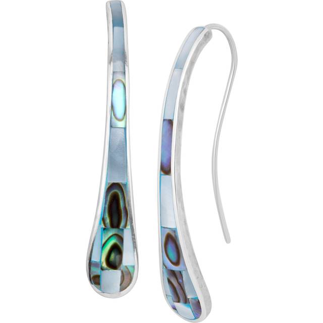Silpada 'Cool Water' Natural Mother-of-Pearls Drop Earrings In Sterling Silver - Blue
