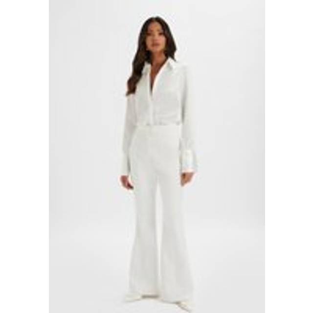 Lavish Alice EMELIE Fit & Flare Satin Trouser in White S UK8
