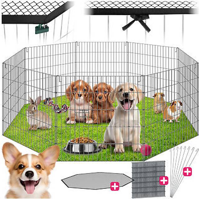 Rabbit Run Hopper - 8 enclosure grid elements with safety net, 145cm diameter - black