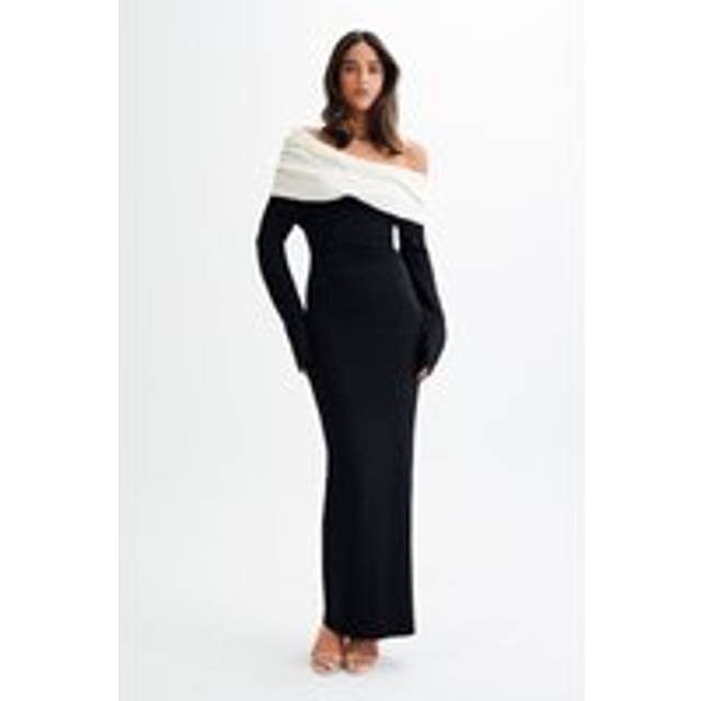 Yoko Contrast Knit Maxi Dress - Black/White - XL