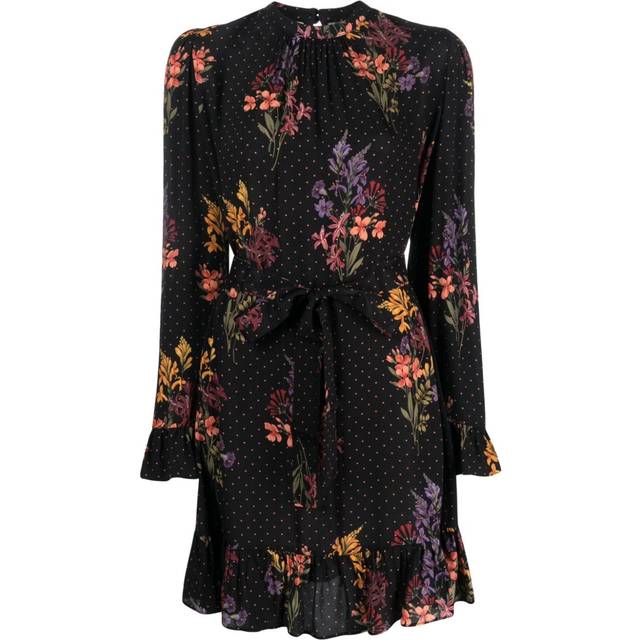 TWINSET - crepe floral polka-dot mini dress - women - Viscose - 46 - Black