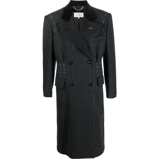 Maison Margiela - Work-In-Progress double-breasted coat - unisex - Silk/Wool/Polyester/Viscose/Cotton - 50 - Grey