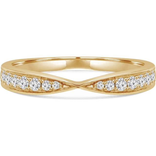 Majesty Diamonds MD230307-7 0.14 CTW Round Diamond Pinched Semi-Eternity Anniversary Wedding Band Ring in 14K Yellow Gold - Size 7