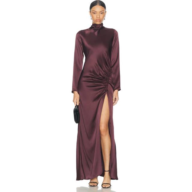 Lapointe Satin Bias Tab Slit Gown in Mulberry - Burgundy. Size 4 (also in 0, 2). (4)