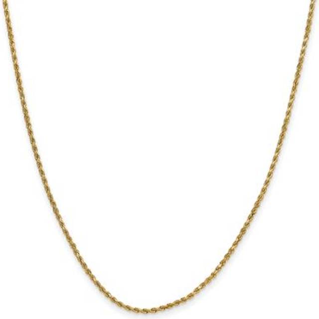 Quality Gold 10K016-16 10K Yellow Gold 2 mm Diamond-Cut 16 in. Rope Chain