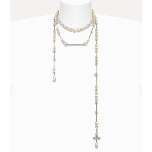 Vivienne Westwood Broken Pearl Necklace Silver Swarovski Crystals / Pearls Women - ---