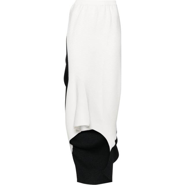 Issey Miyake - asymmetric ribbed midi skirt - women - Triacetate/Recycled Polyester - 2 - Blue