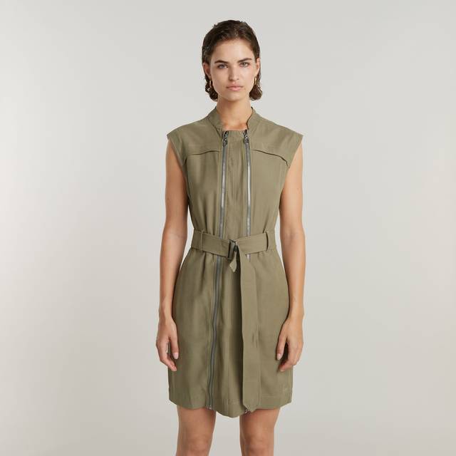 G-Star for woman. D24624-D522-G290 Multi Zip dress green (XS), Casual, Viscose, Sleeveless / Straps