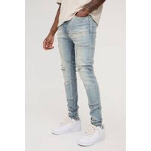 Tall Overdye Skinny Distressed Carpenter Jeans - Blue - 34