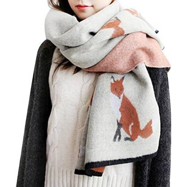 Winter Fashion Stylish Fringe Cartoon Small Fox Cashmere Feel Long Pashmina Scarf