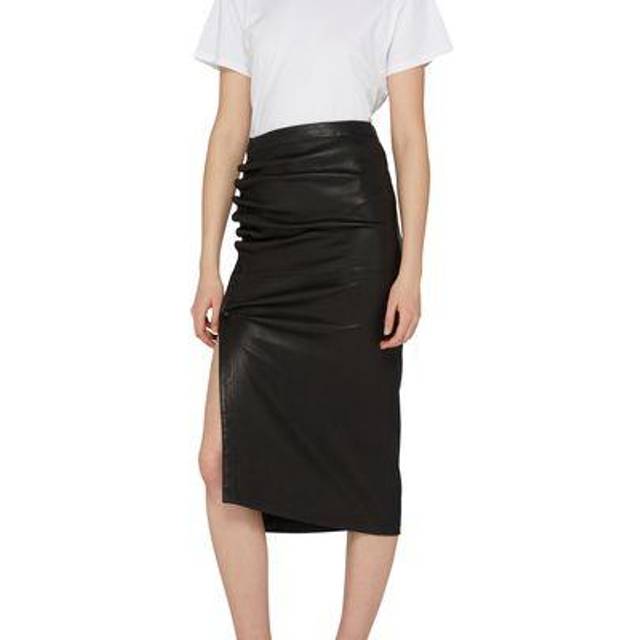 RABANNE Midi Leather Skirt - Black