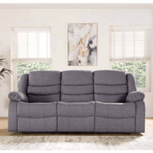 Milano Linen Recliner Sofa 3 Seater - Grey - One Size