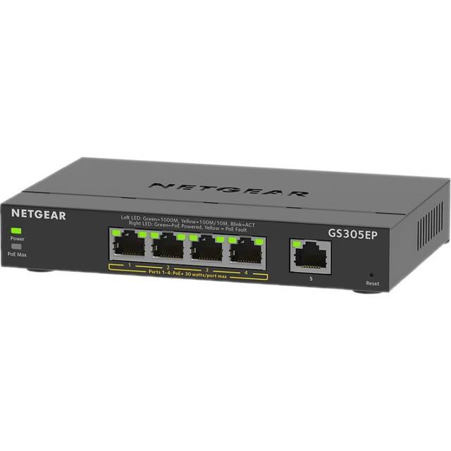 NETGEAR - 5 Port PoE+ Ethernet Plus Gigabit Managed Switch, 63W PoE Budget