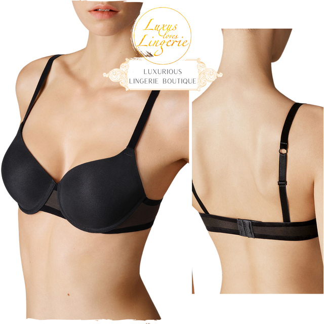 Tulle cup bra by wolford 75e s m black shell bra with tulle shaping