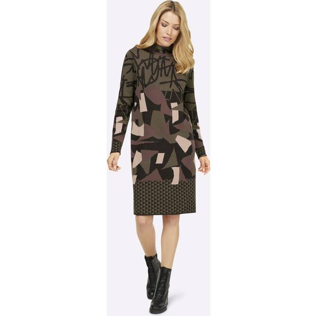 Heine Printed Knitted Dress - Khaki Print